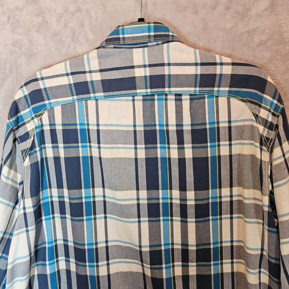 Columbia Mens Blue Plaid Button-Up Shirt L 100% Cotton Casual Long Sleeve Outdoo - Picture 6 of 11